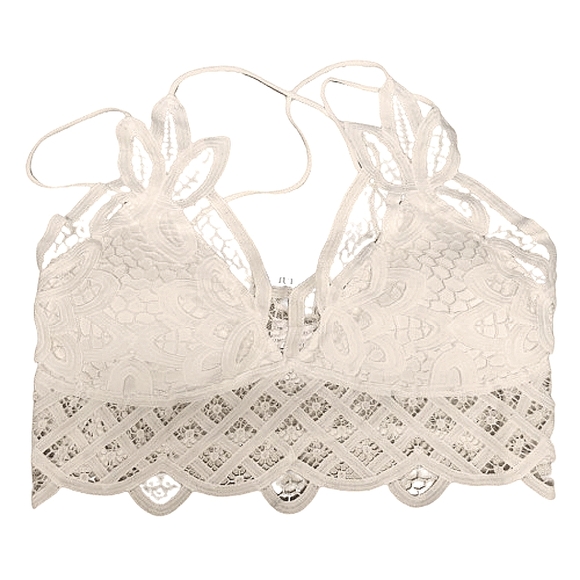 PRETTY ☆ WHITE ☆ BATTENBERG STYLE LACE ☆ BRALETTE TOP ☆ NWT - Picture 5 of 9